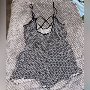 PRINTED ROMPER WITH CRISS CROSS BACK COMFY AND CUTE!